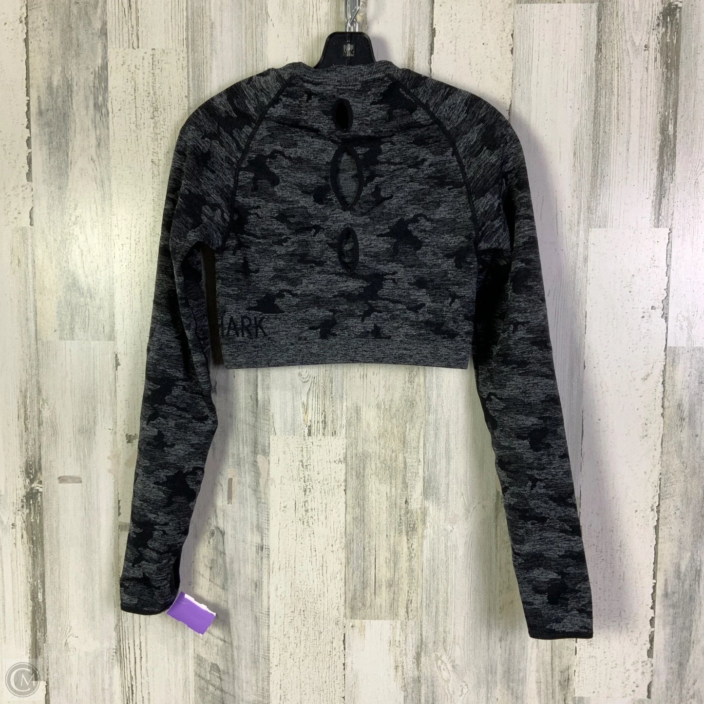 Athletic Top Long Sleeve Crewneck By Gym Shark In Black & Grey, Size: L