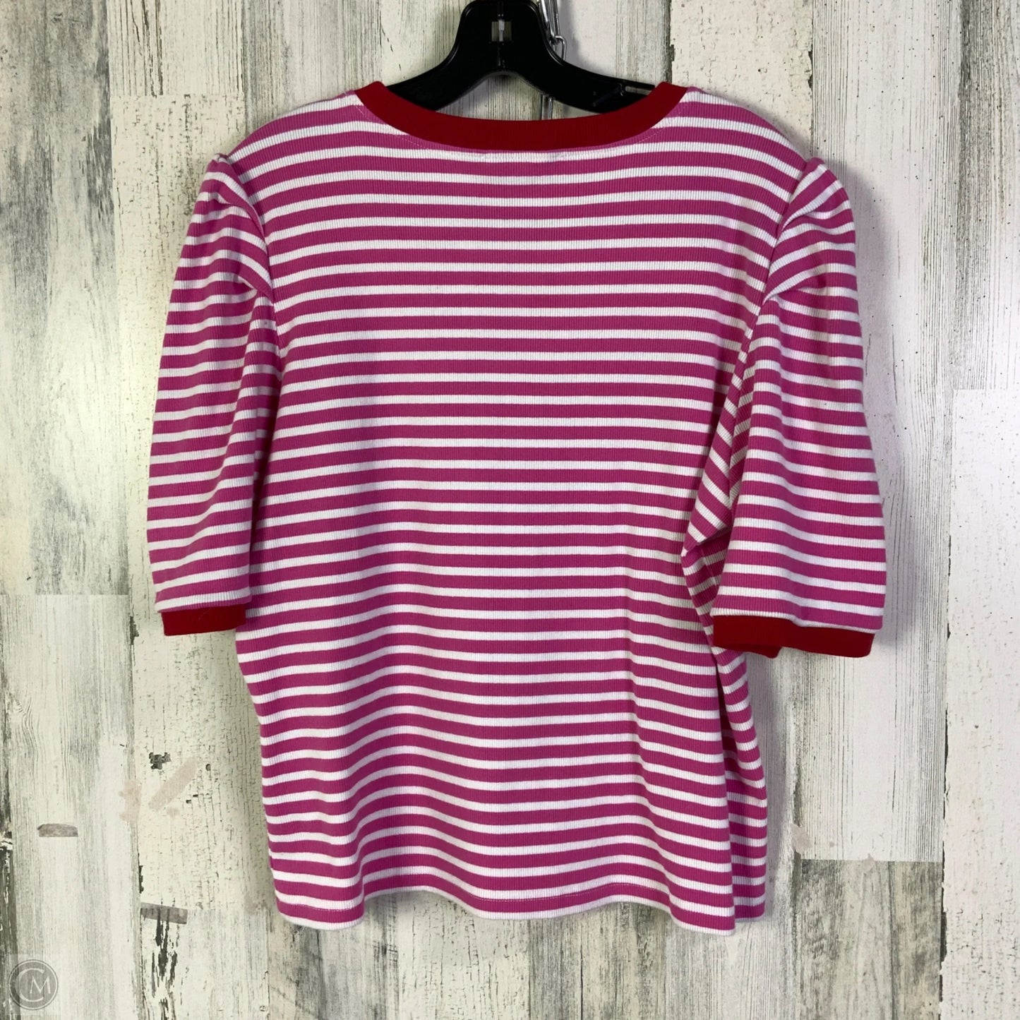 Top Short Sleeve Designer By Rebecca Minkoff In Pink & White, Size: Xxl