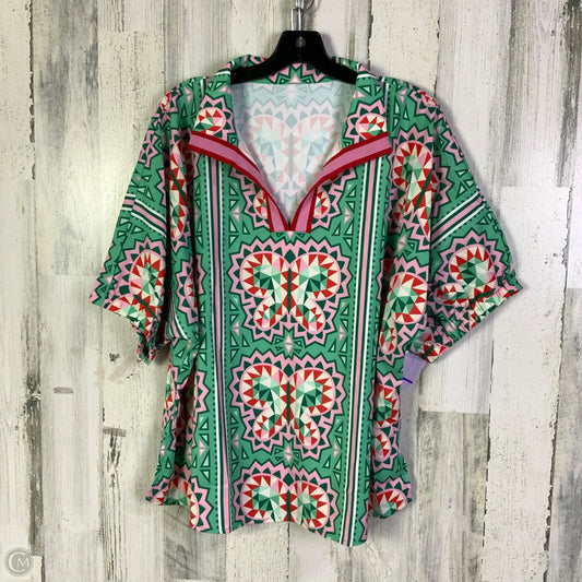 Top Short Sleeve By Cmf In Green & Pink, Size: Xl
