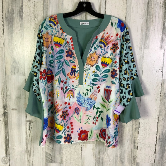 Top Short Sleeve By Cme In Teal, Size: Xl