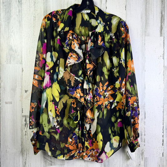 Black & Green Blouse Long Sleeve Cabi, Size Xs