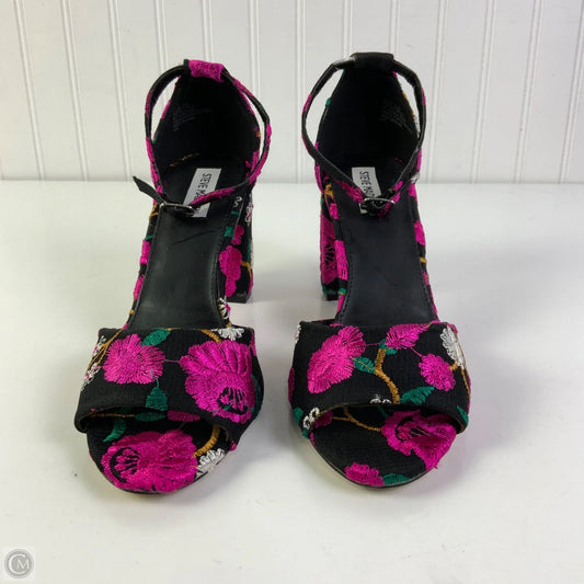 Sandals Heels Block By Steve Madden In Black & Pink, Size: 9.5