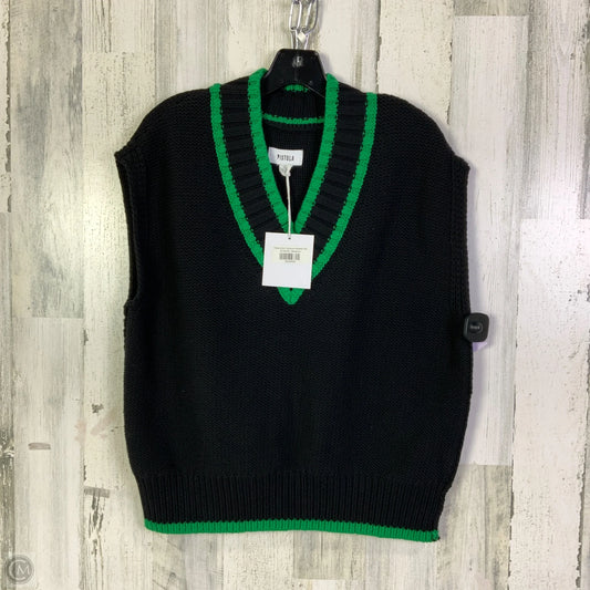 Vest Sweater By Pistola In Black & Green, Size: M