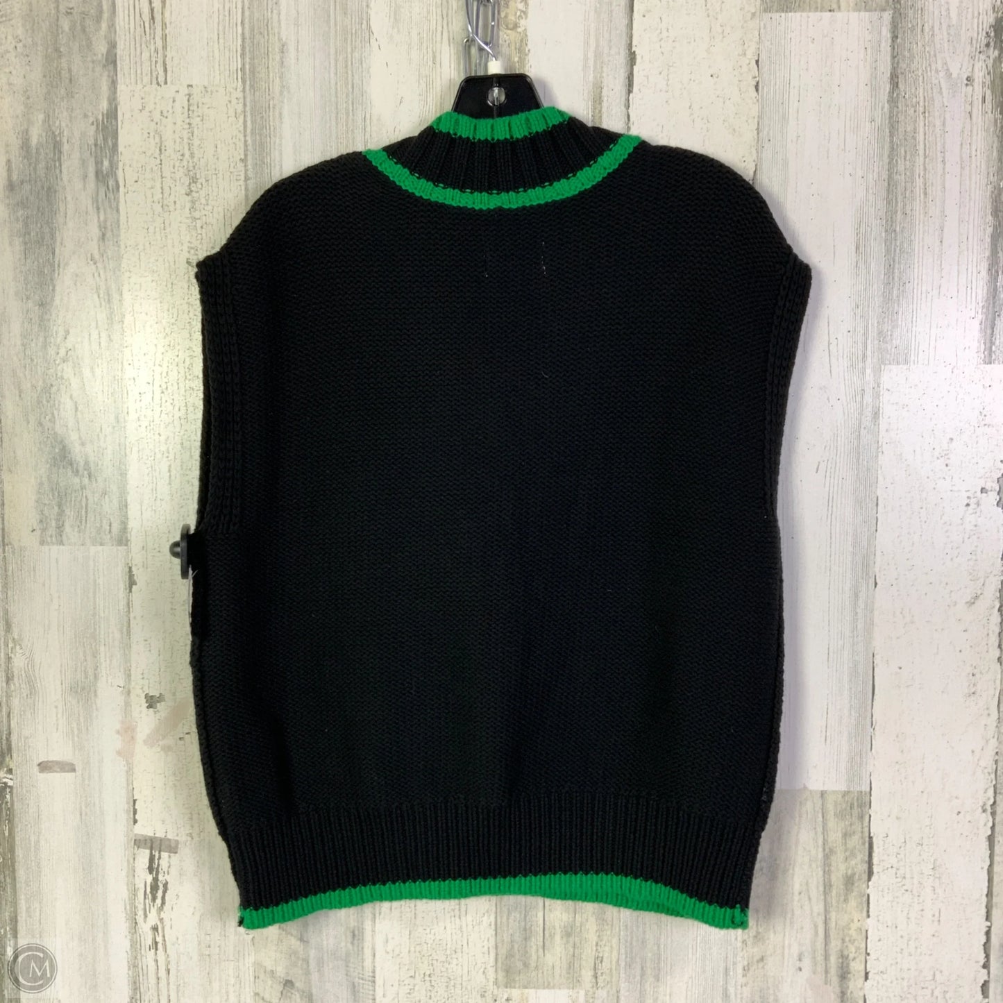 Vest Sweater By Pistola In Black & Green, Size: M