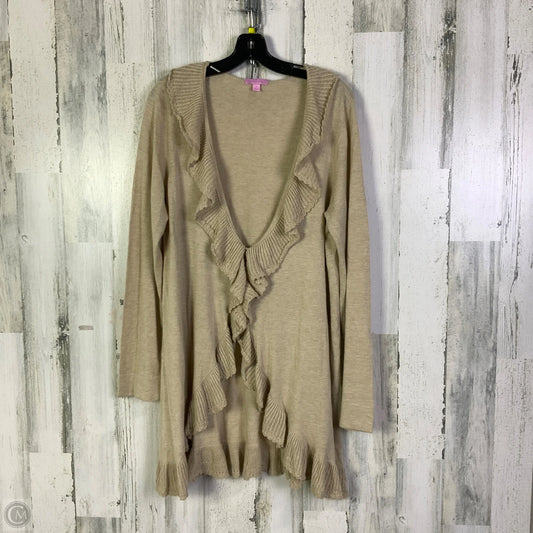 Sweater Cardigan Designer By Lilly Pulitzer In Tan, Size: Xl