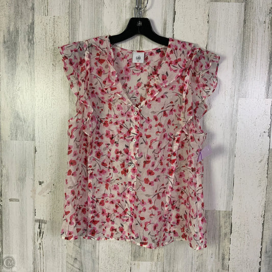 Blouse Sleeveless By Cabi In Pink & White, Size: M