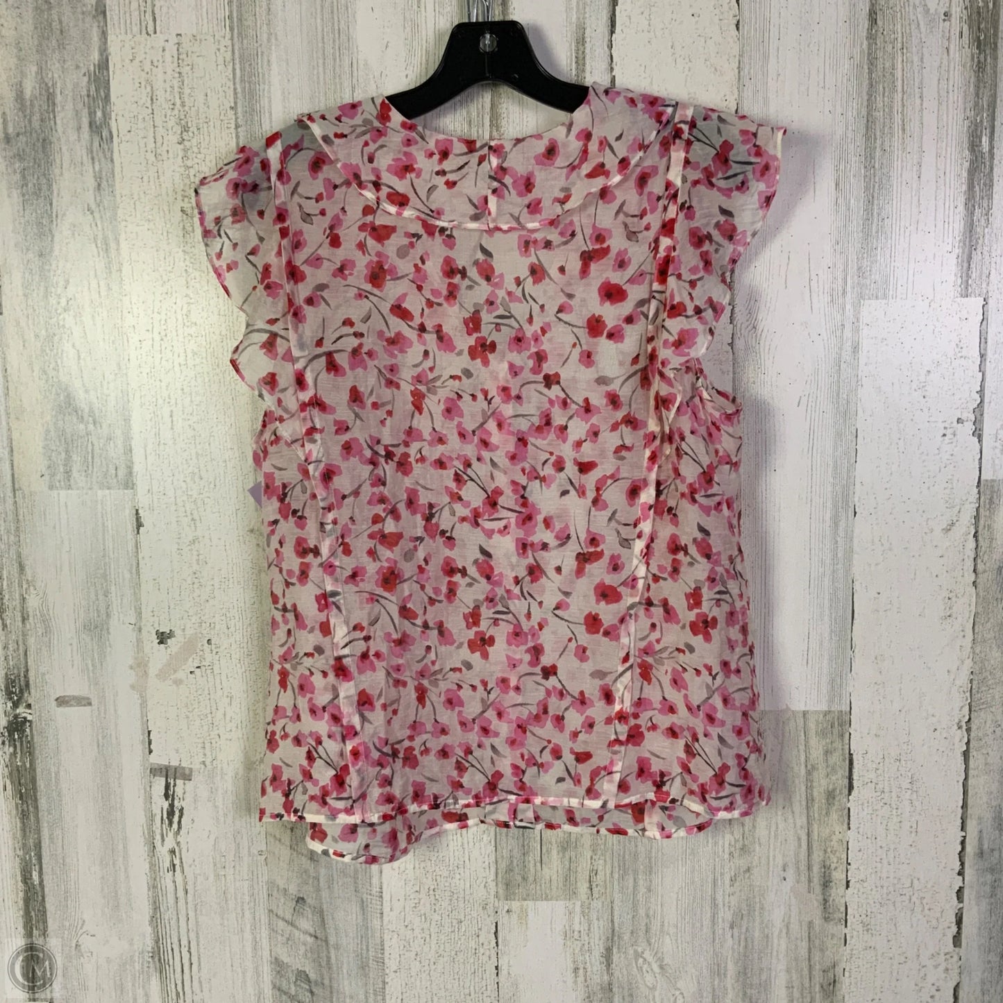 Blouse Sleeveless By Cabi In Pink & White, Size: M