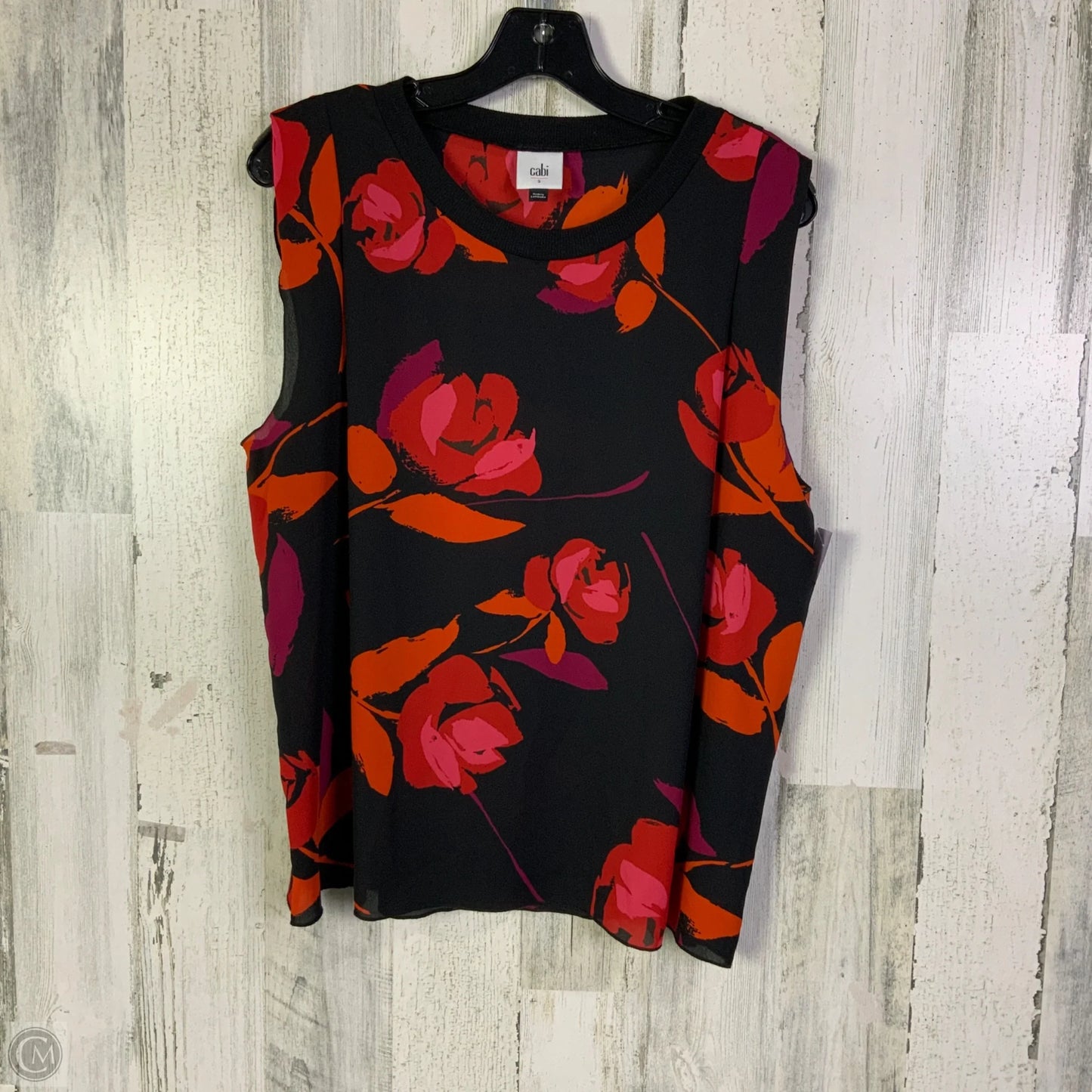 Blouse Sleeveless By Cabi In Black & Red, Size: S