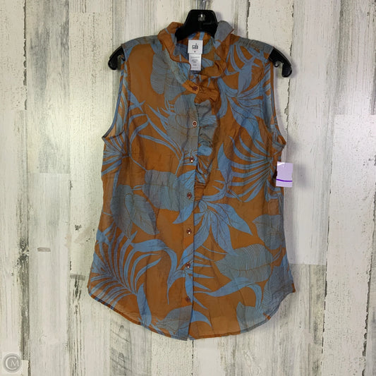 Blouse Sleeveless By Cabi In Blue & Orange, Size: M