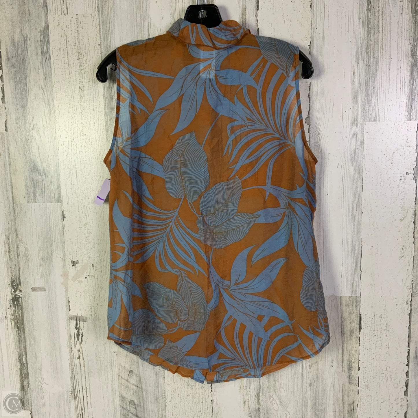 Blouse Sleeveless By Cabi In Blue & Orange, Size: M