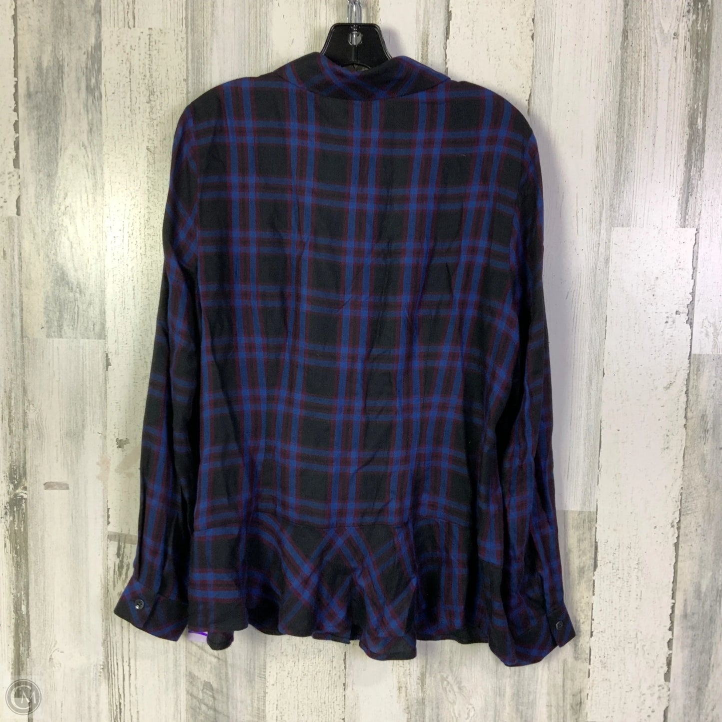 Top Long Sleeve By Cabi In Black & Blue, Size: L