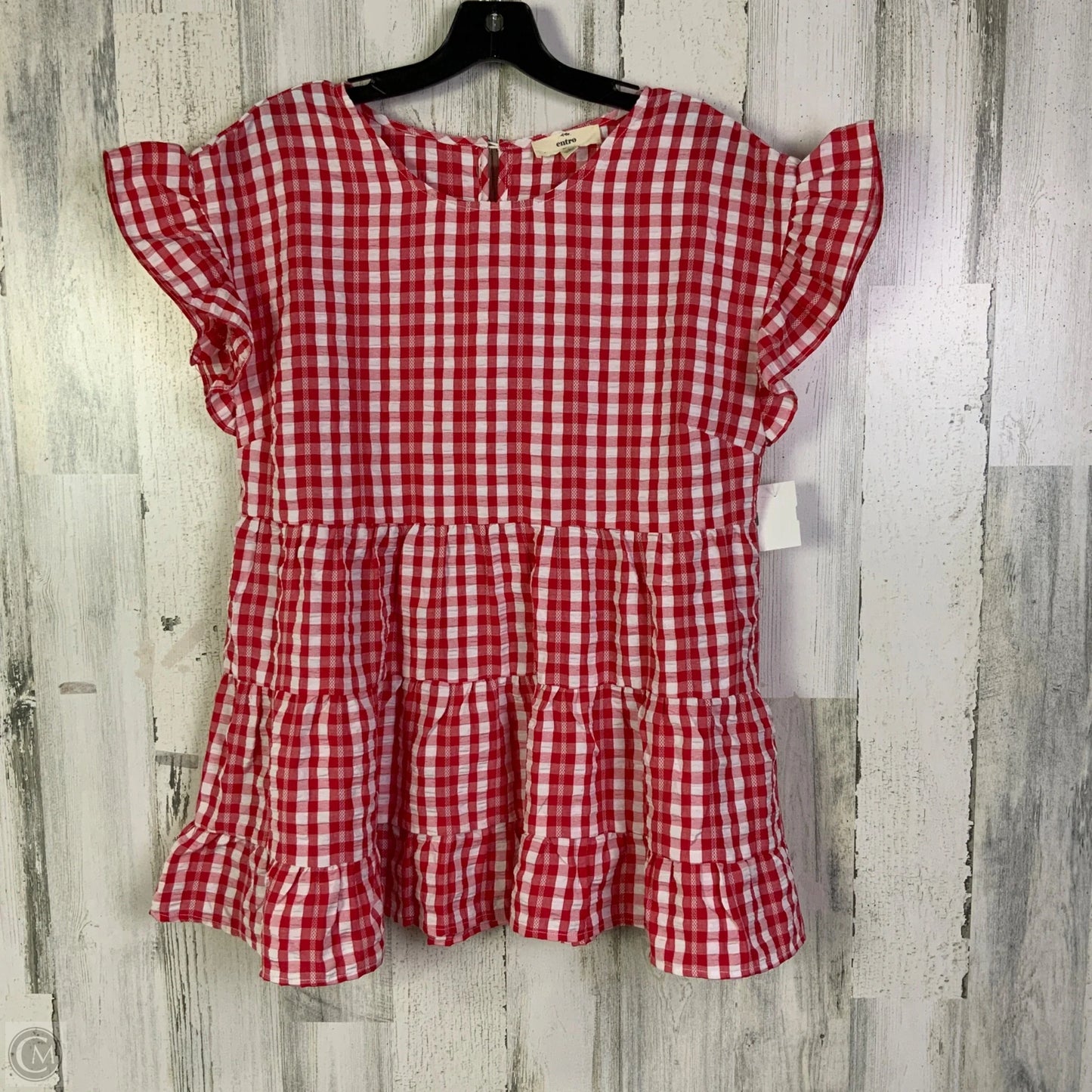 Top Short Sleeve By Entro In Red & White, Size: L