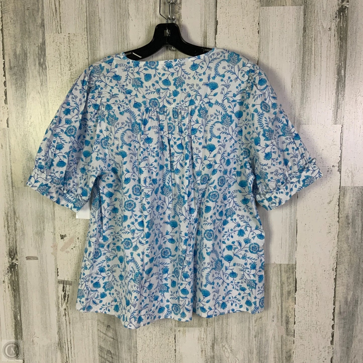 Top Short Sleeve By Draper James In Blue & White, Size: Xl