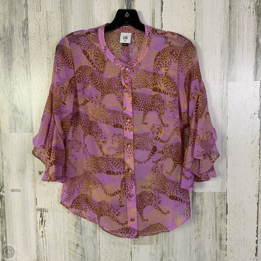 Top Short Sleeve By Cabi In Brown & Purple, Size: Xs