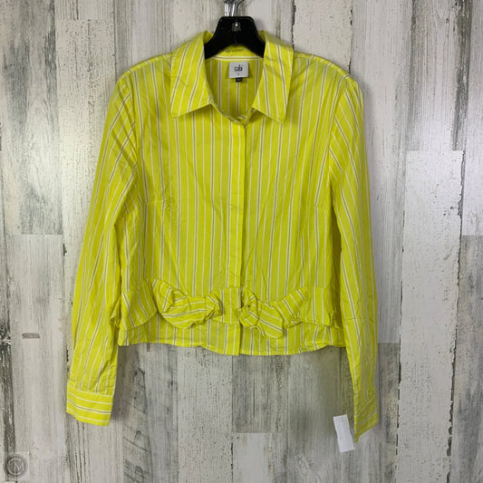 Top Long Sleeve By Cabi In White & Yellow, Size: S