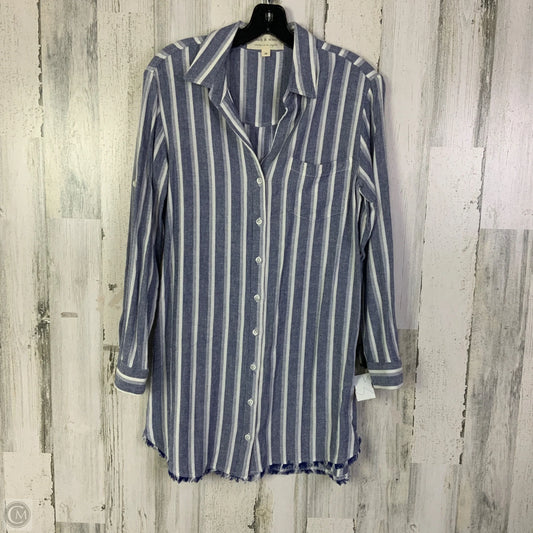 Tunic Long Sleeve By Cloth & Stone In Blue & White, Size: M