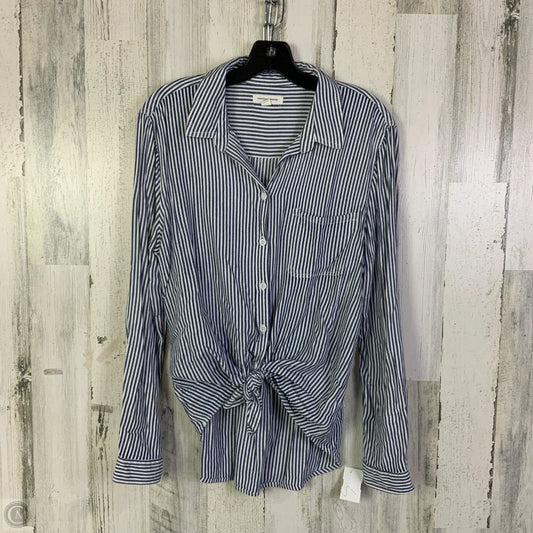 Top Long Sleeve By Beachlunchlounge In Blue & White, Size: L