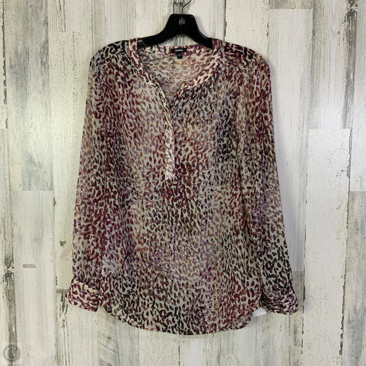 Blouse Long Sleeve By Express In Cream & Purple, Size: S