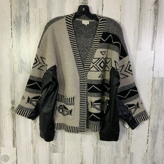 Sweater Cardigan By Pol In Black & Tan, Size: S