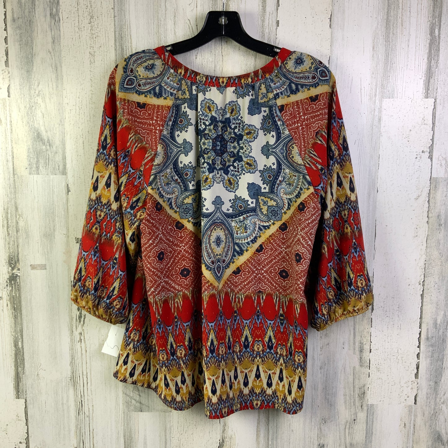 Blouse 3/4 Sleeve By Figuero & Flower In Red & Yellow, Size: L