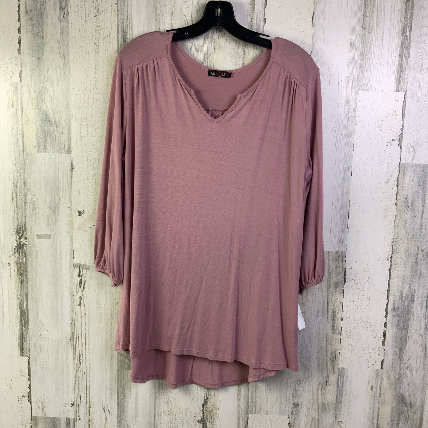 Top 3/4 Sleeve Basic By Clothes Mentor In Pink, Size: M