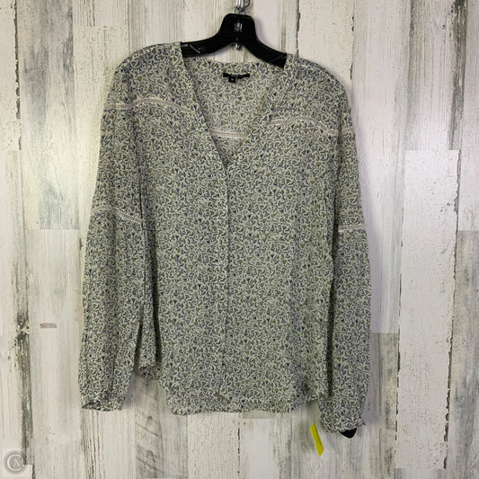 Blouse Long Sleeve By Paige In Blue & Cream, Size: M