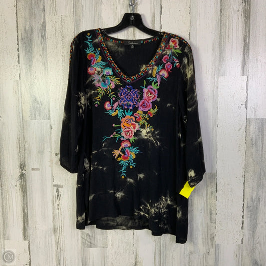 Top Long Sleeve By Calessa In Black & Cream, Size: S