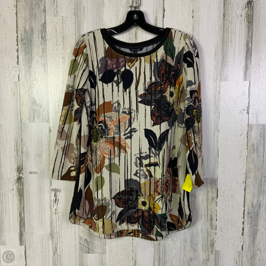 Top Long Sleeve By John Mark In Cream & Grey, Size: S