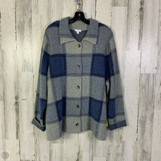 Sweater Cardigan By J. Jill In Blue & Grey, Size: 2x