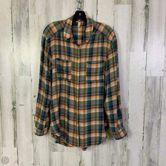 Top Long Sleeve By Pilcro In Blue & Green, Size: S