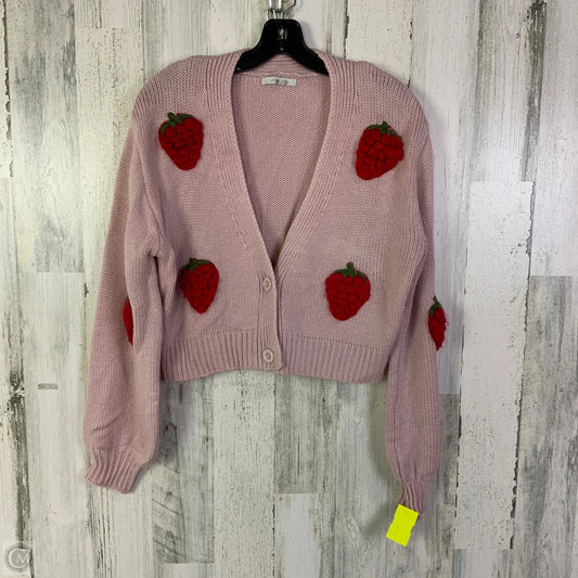 Sweater Cardigan By Love Tree In Pink & Red, Size: S