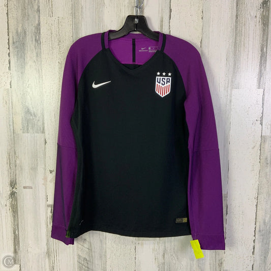 Athletic Top Long Sleeve Crewneck By Nike In Black & Purple, Size: M