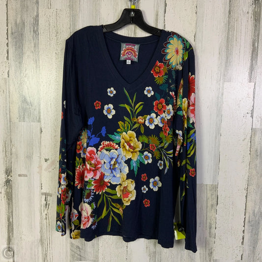 Top Long Sleeve Designer By Johnny Was In Blue & Pink, Size: Xl
