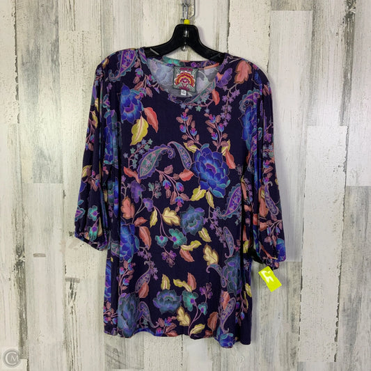 Top 3/4 Sleeve Designer By Johnny Was In Purple, Size: Xl