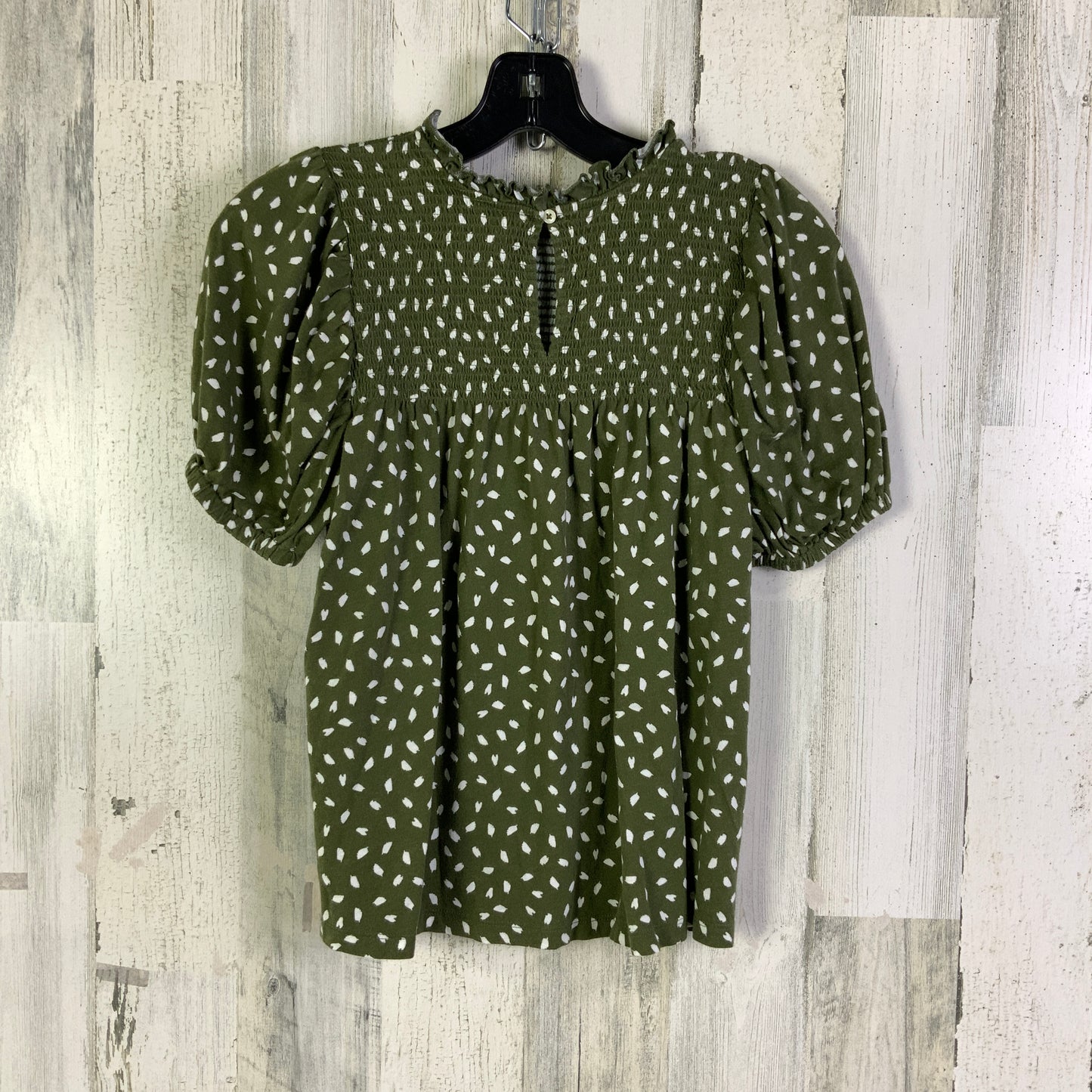 Top Short Sleeve By Loft In Green & White, Size: Xs