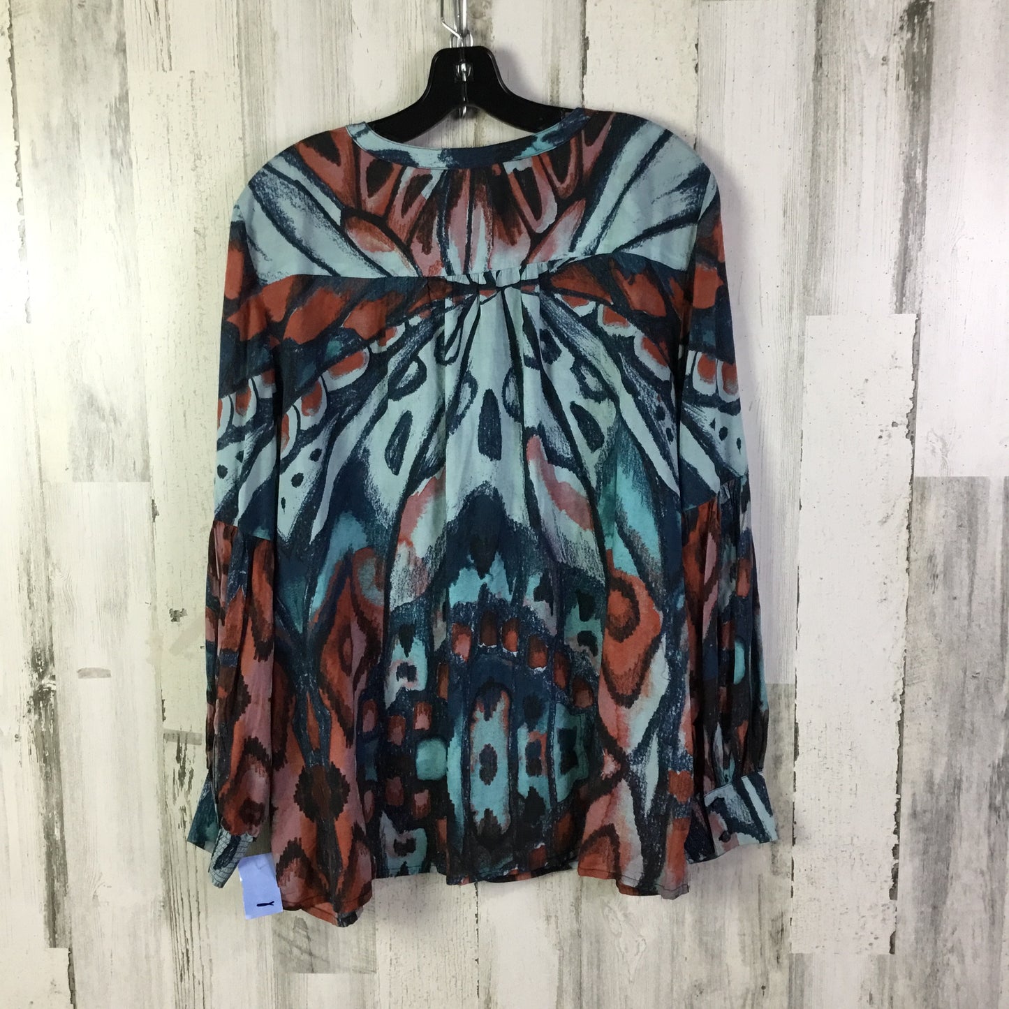 Top Long Sleeve By Chicos In Blue & Orange, Size: L