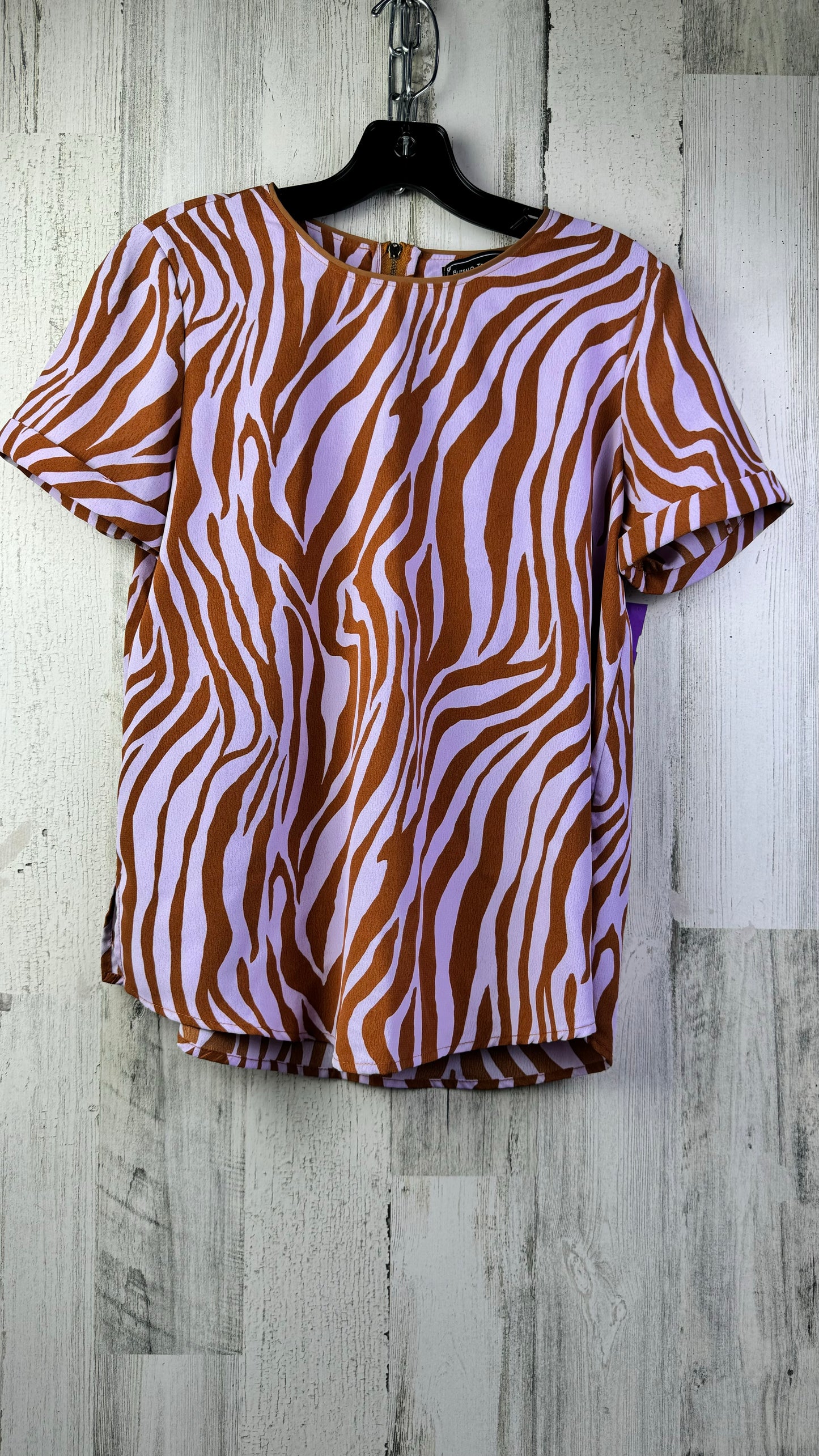 Brown & Purple Top Short Sleeve Buffalo Trading Co., Size S