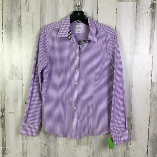 Top Long Sleeve By Brooks Brothers In Purple & White, Size: S