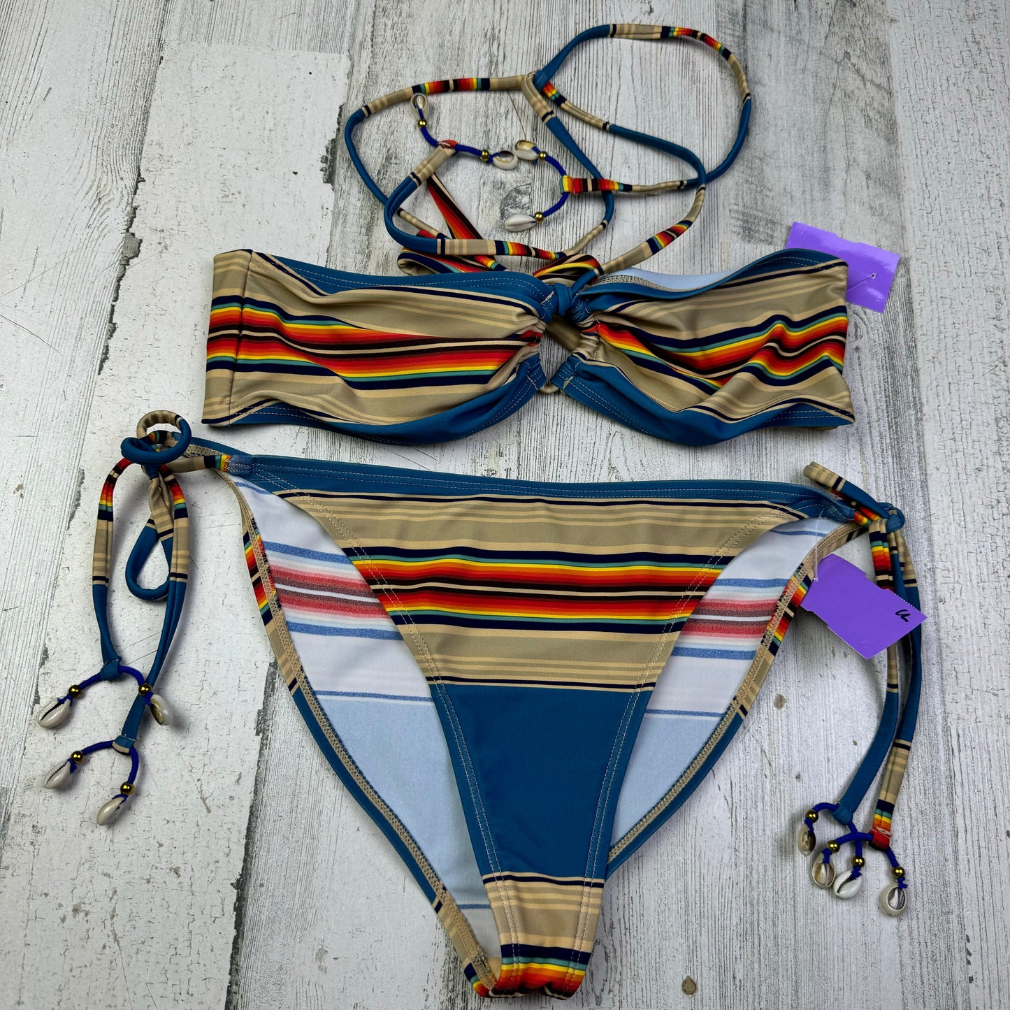 Blue & Brown Swimsuit 2pc Clothes Mentor, Size M