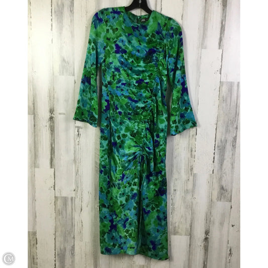 Dress Casual Maxi By Zara In Blue & Green, Size: M