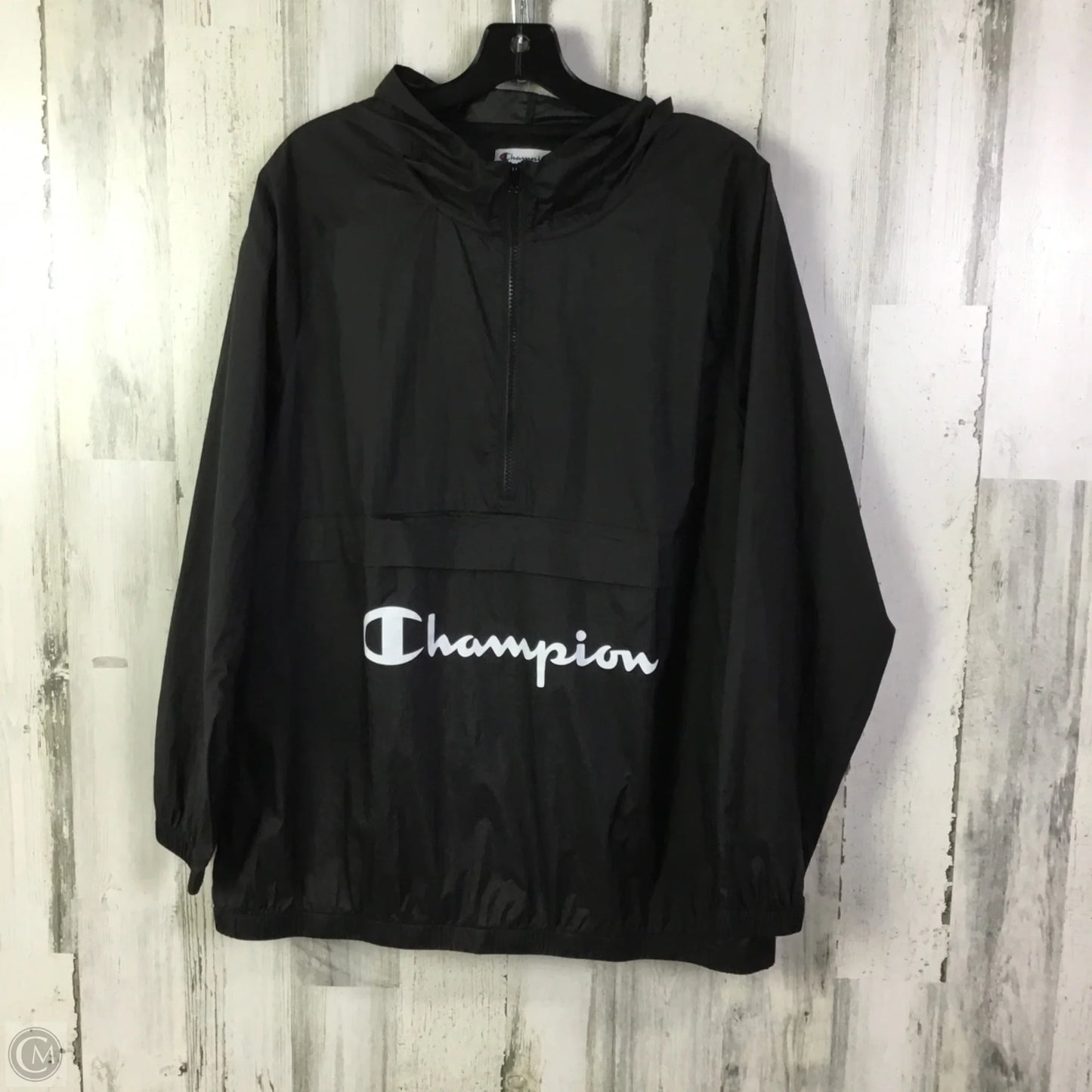 Athletic Top Long Sleeve Hoodie By Champion In Black, Size: L