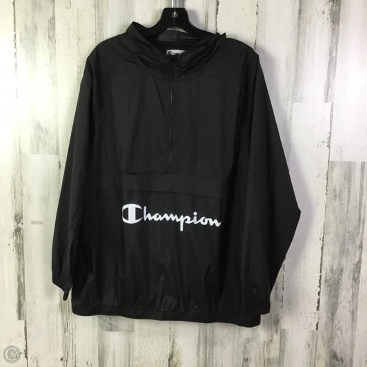 Athletic Top Long Sleeve Hoodie By Champion In Black, Size: L