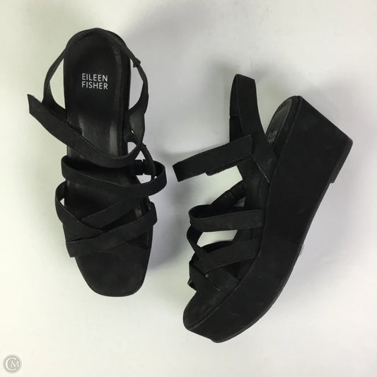 Sandals Heels Platform By Eileen Fisher In Black, Size: 8