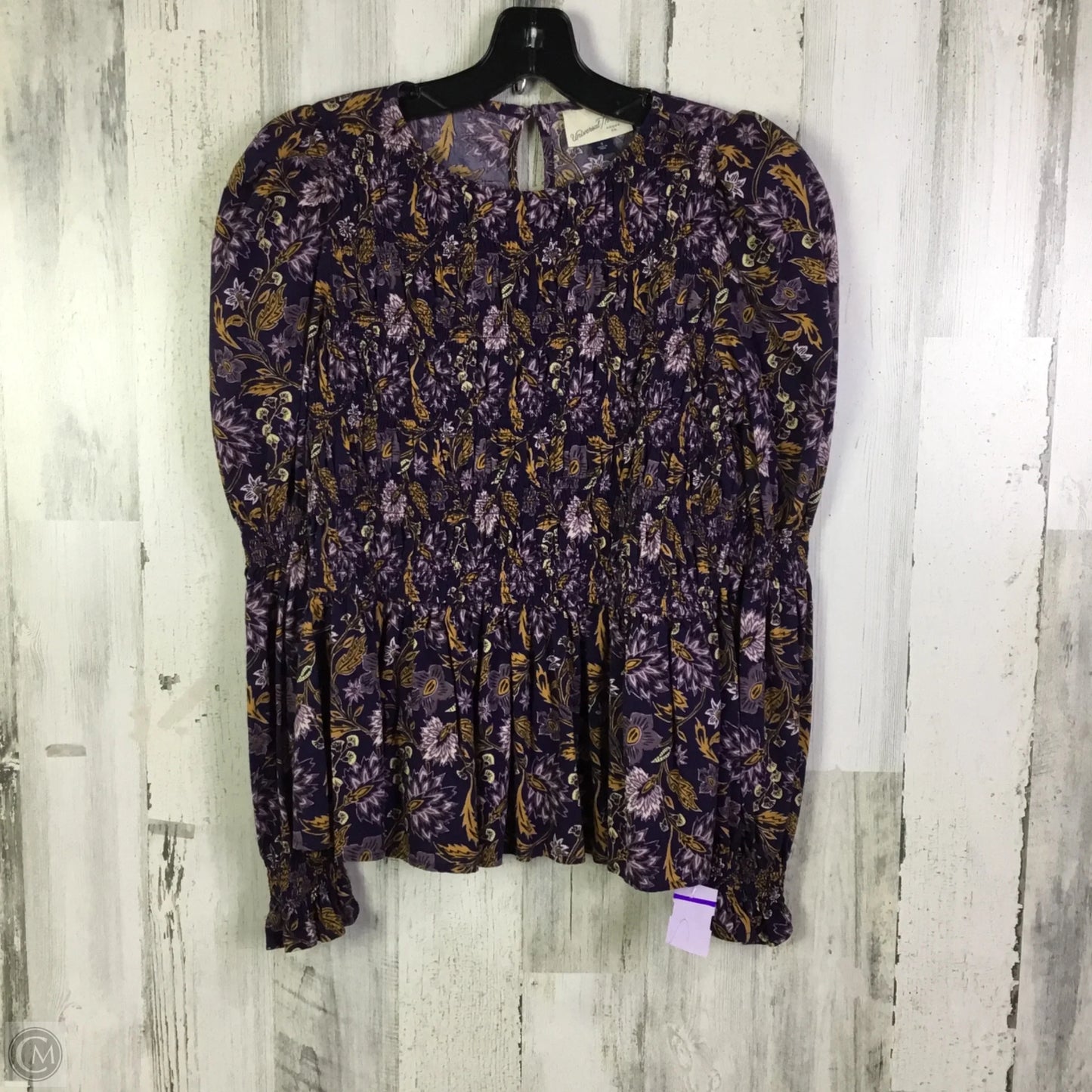 Blouse Long Sleeve By Universal Thread In Purple & Tan, Size: S