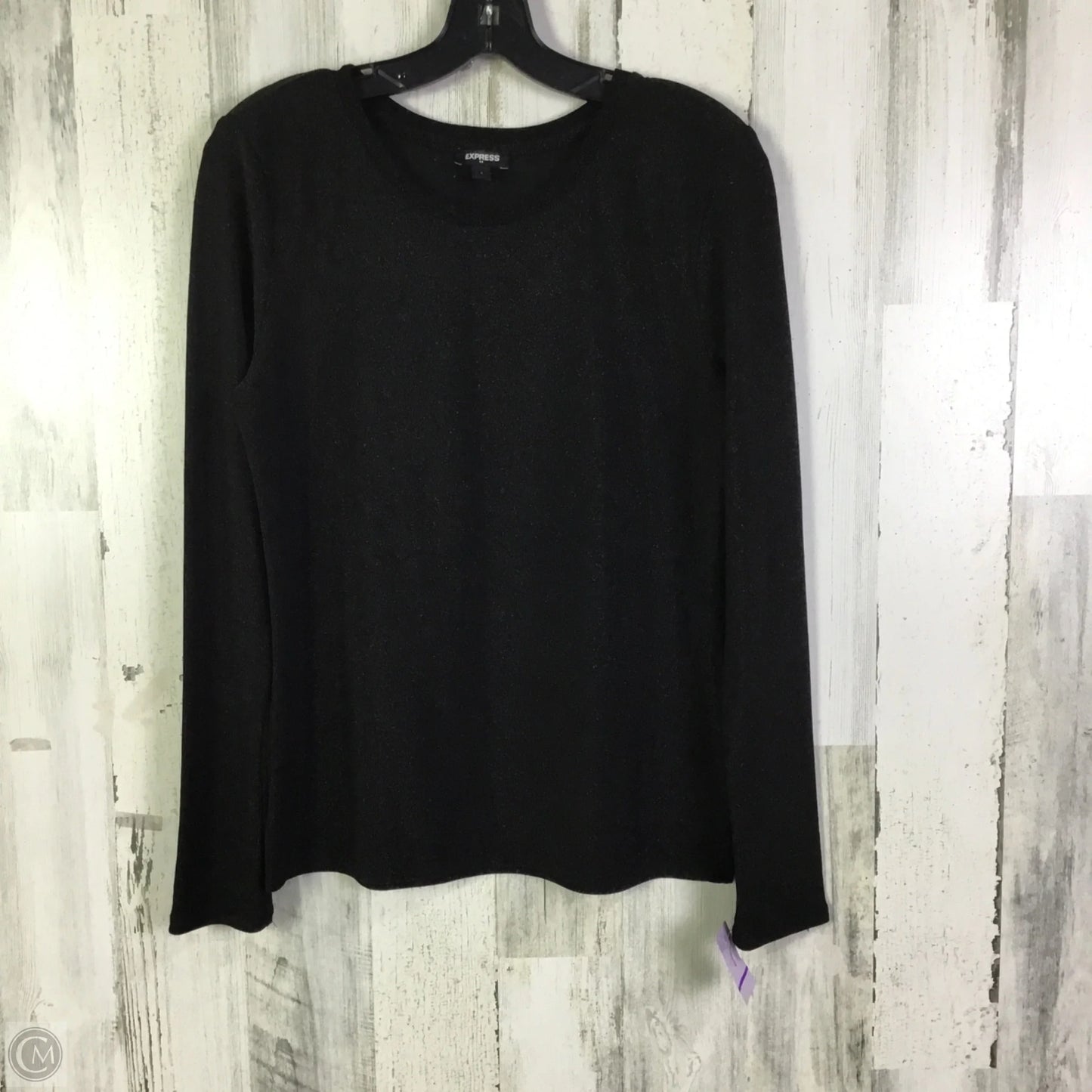 Top Long Sleeve By Express In Black & Silver, Size: L
