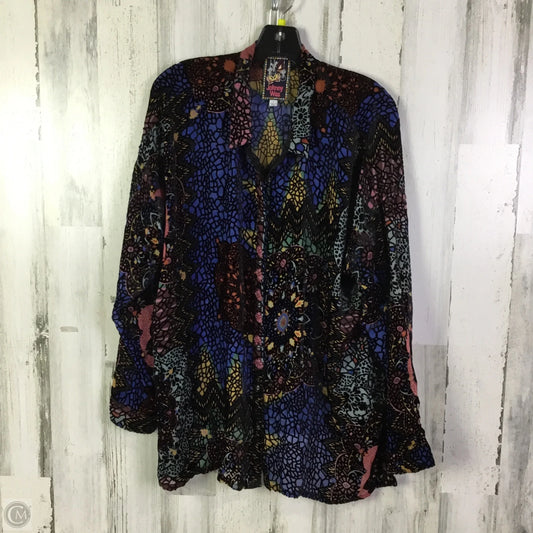 Blouse Long Sleeve By Johnny Was In Black & Green, Size: L