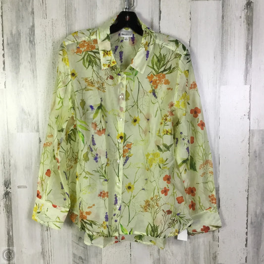 Blouse Long Sleeve By Bailey 44 In Yellow, Size: L