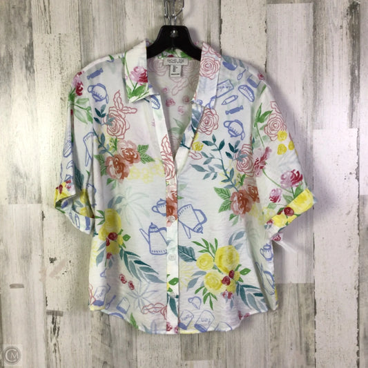 Top Short Sleeve By Rachel Zoe In White & Yellow, Size: L