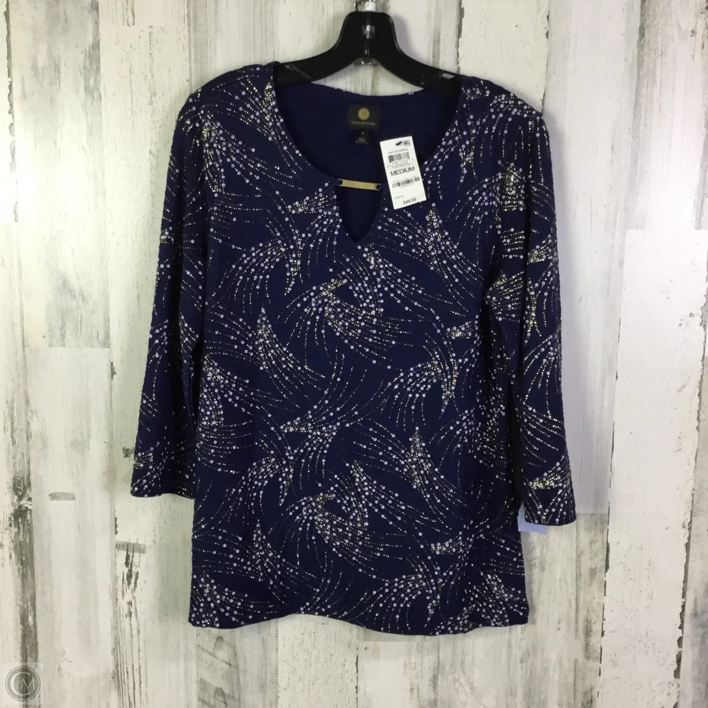Top 3/4 Sleeve By Jm Collections In Navy, Size: M