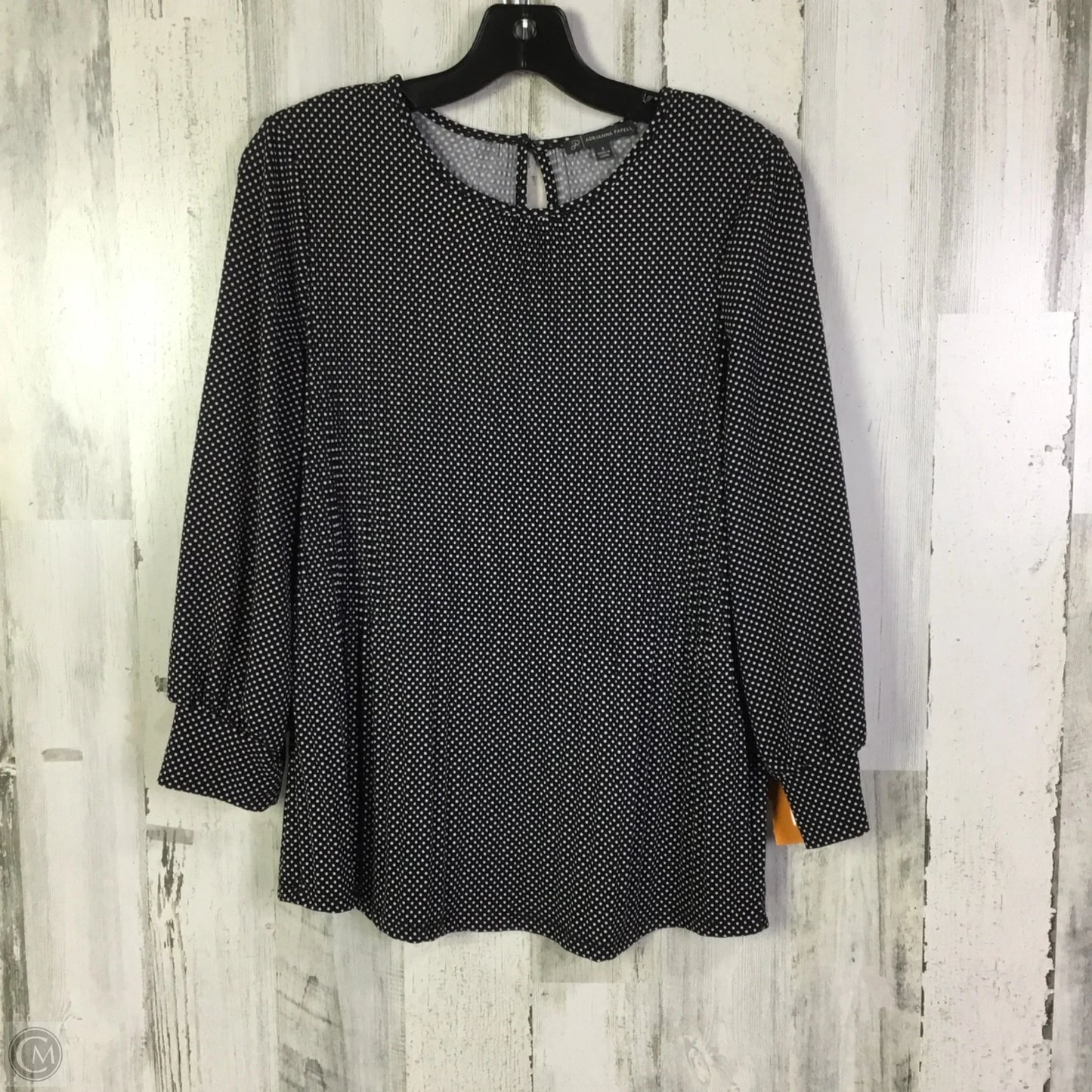 Top 3/4 Sleeve By Adrianna Papell In Black & White, Size: S